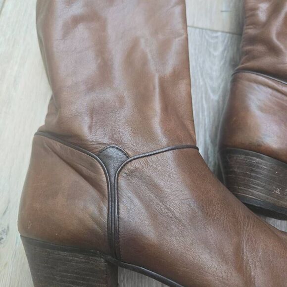 Peter Kaiser brown leather calf height boots women's 6.5 elastomere west Germany - Picture 8 of 13